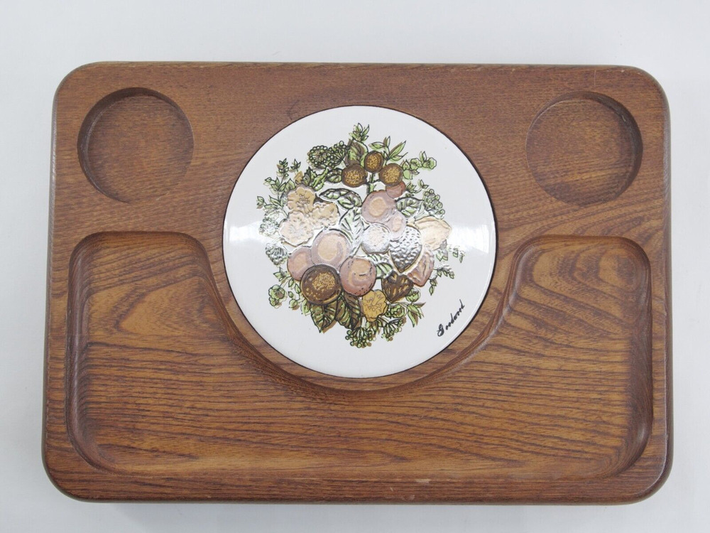 Vintage Wooden Cheese Board Charcuterie Meat Wine Tray Retro Ceramic Goodwood